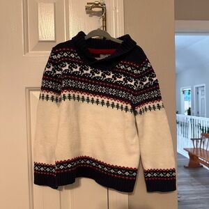 Kids 5/6 Navy and Cream Nordic Sweater